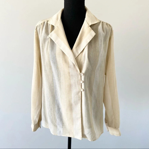 Vintage Elite Made in Canada Striped  Blouse - Picture 2 of 12